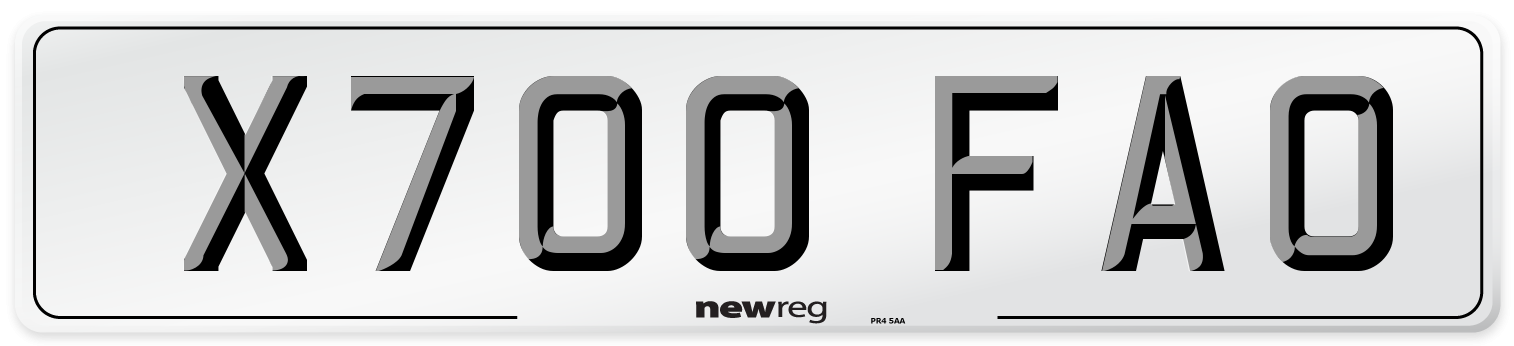 X700 FAO Number Plate from New Reg